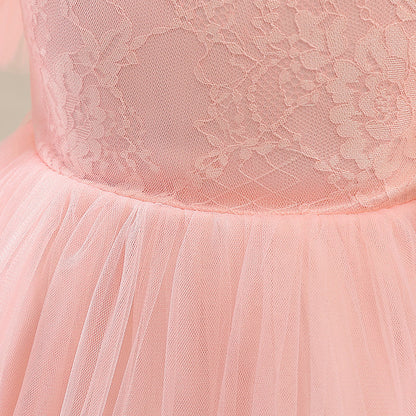 Girls' Lace Stitching Umbrella Princess Dress