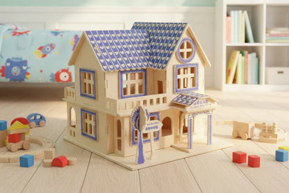 Puzzle 3D en bois - Modèle de maison (Villa Égéenne)