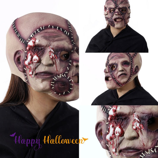 Máscara de Halloween de Grimace de tres caras, máscara de Cosplay, máscara de fiesta de terror, accesorio aterrador