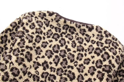 Chaqueta informal suelta con estampado de leopardo para mujer de invierno