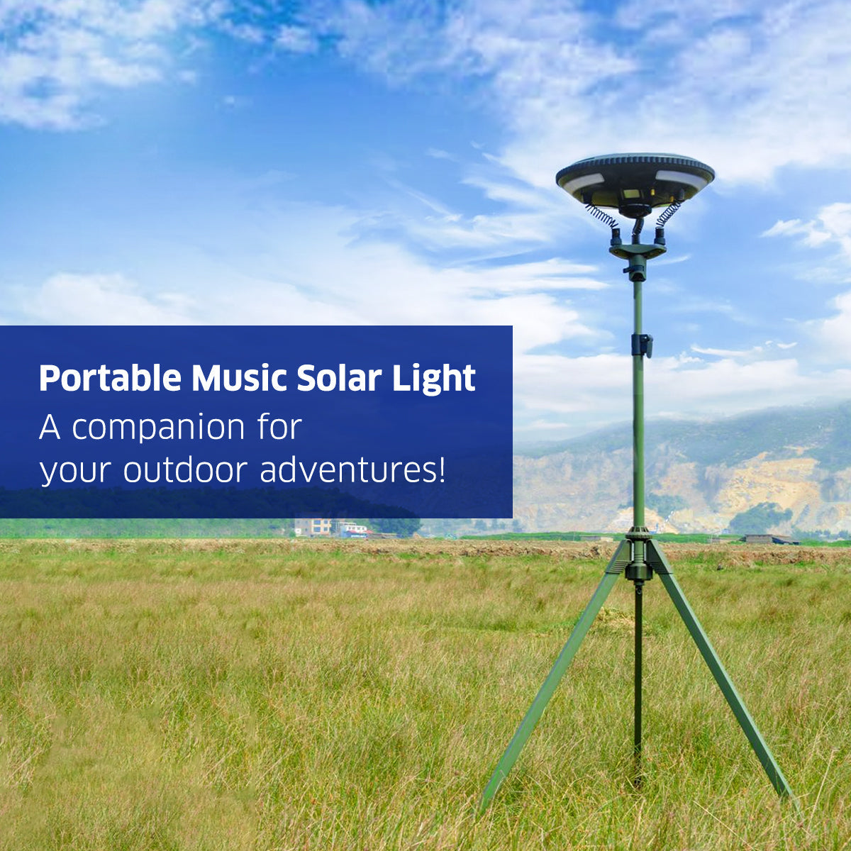 TRU De-LIGHT Multipurpose Solar LED Light with Bluetooth Speaker – Garden & Camping with Tripod & Carry Bag