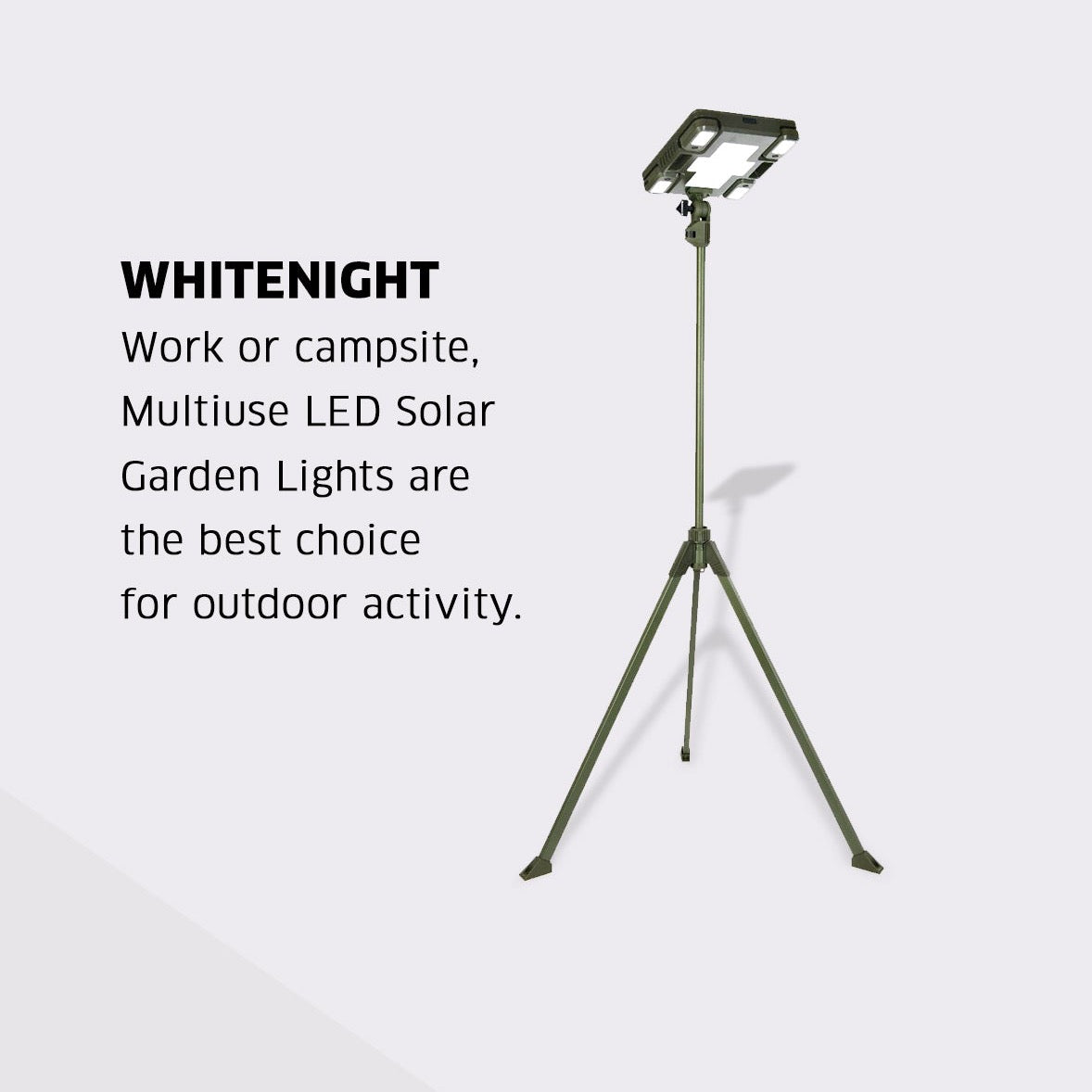 TRU De-LIGHT WHITENIGHT Multipurpose Solar/AC/DC Light – Garden & Camping with Tripod & Carry Bag