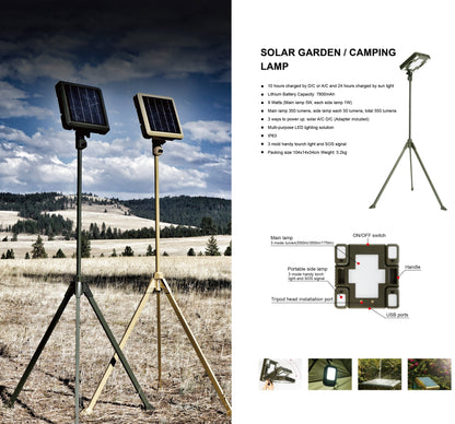 TRU De-LIGHT WHITENIGHT Multipurpose Solar/AC/DC Light – Garden & Camping with Tripod & Carry Bag