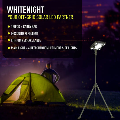 TRU De-LIGHT WHITENIGHT Multipurpose Solar/AC/DC Light – Garden & Camping with Tripod & Carry Bag
