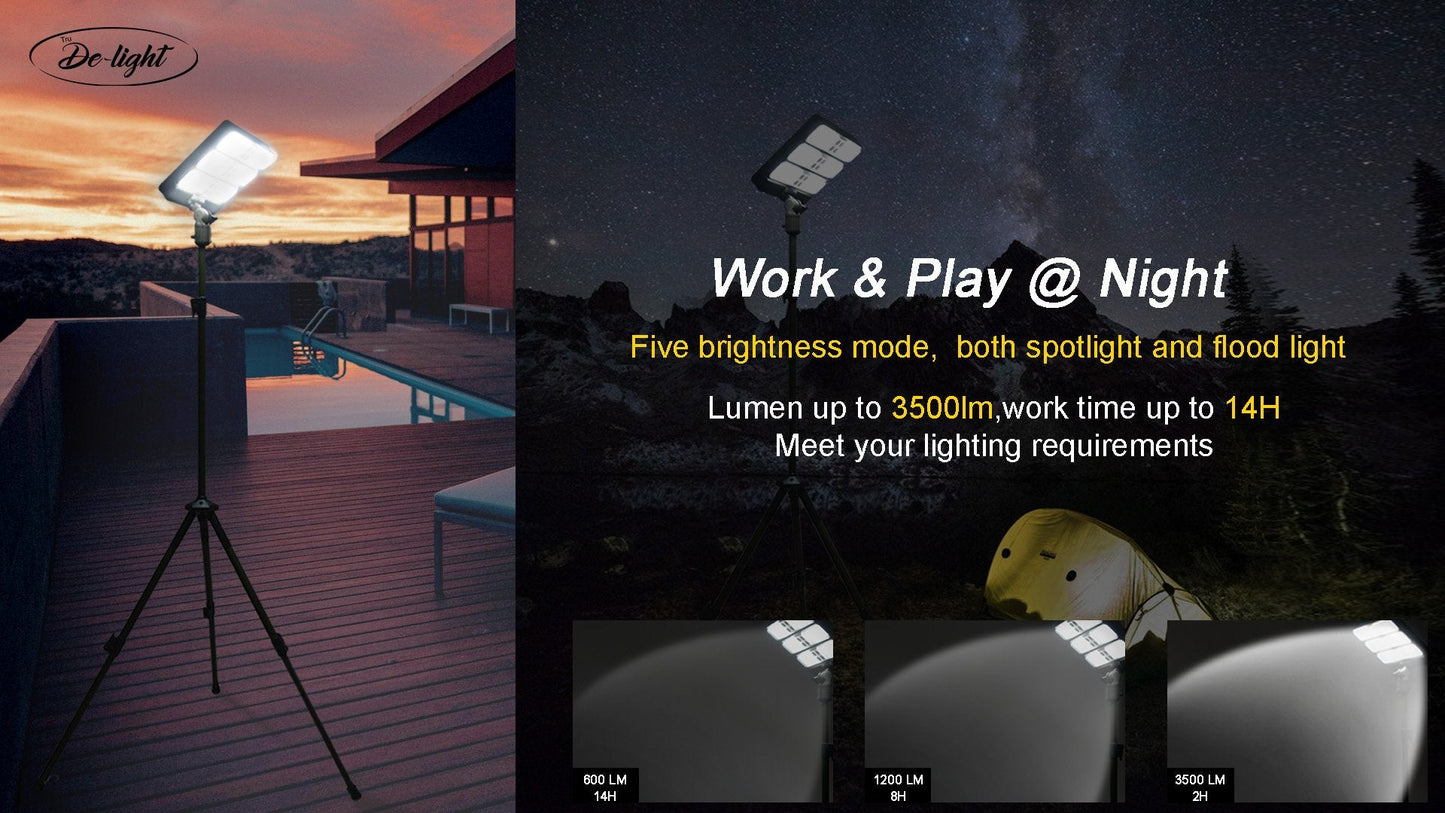TRU De-LIGHT WORK & PLAY Solar LED Flood-Light – 3450 Lumen Multi-Configuration