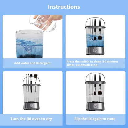 Electric Makeup Brush Cleaner – One-Wash Multi-Brush Cleanser & Dryer for Fast, Effortless Cleaning