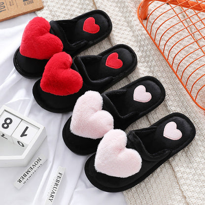 Cute Love Slipper Winter Warm Fluffy Shoes Home Slippers For Valentine's Day