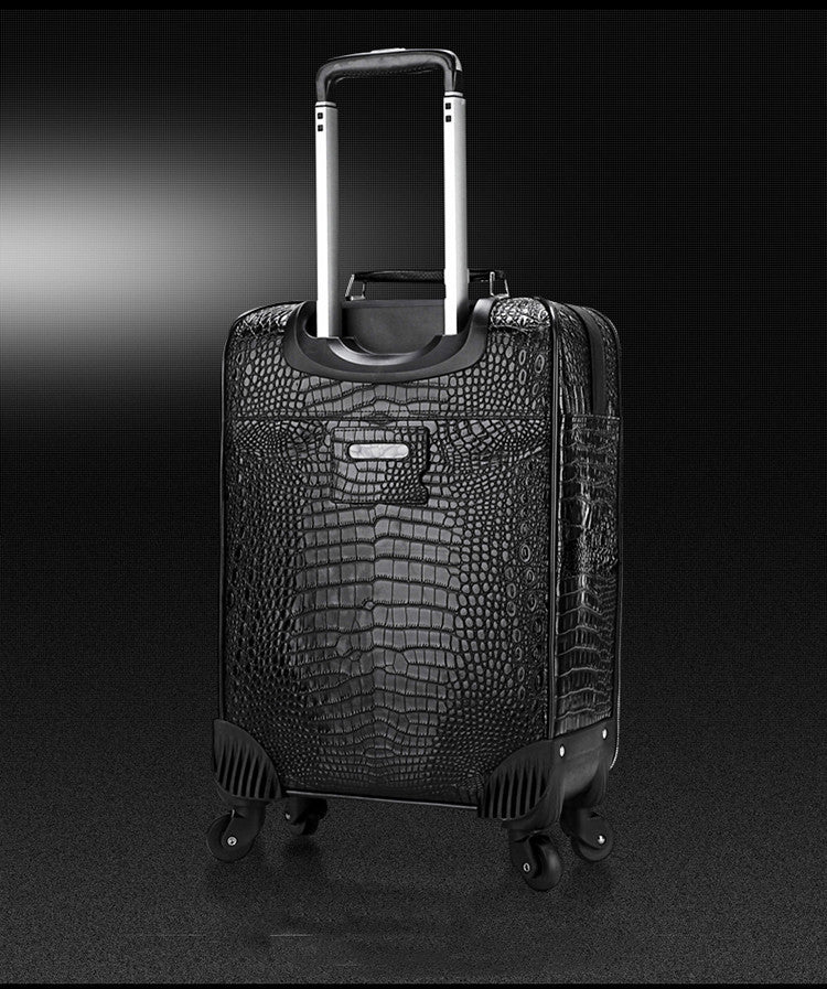 Genuine Leather Crocodile Pattern Suitcase Men's Top Layer Cowhide