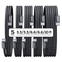 Câble USB-C vers USB-C, lot de 5 [1m/1m/2m/2m/3m] pour chargeur iPhone 17, 60W
