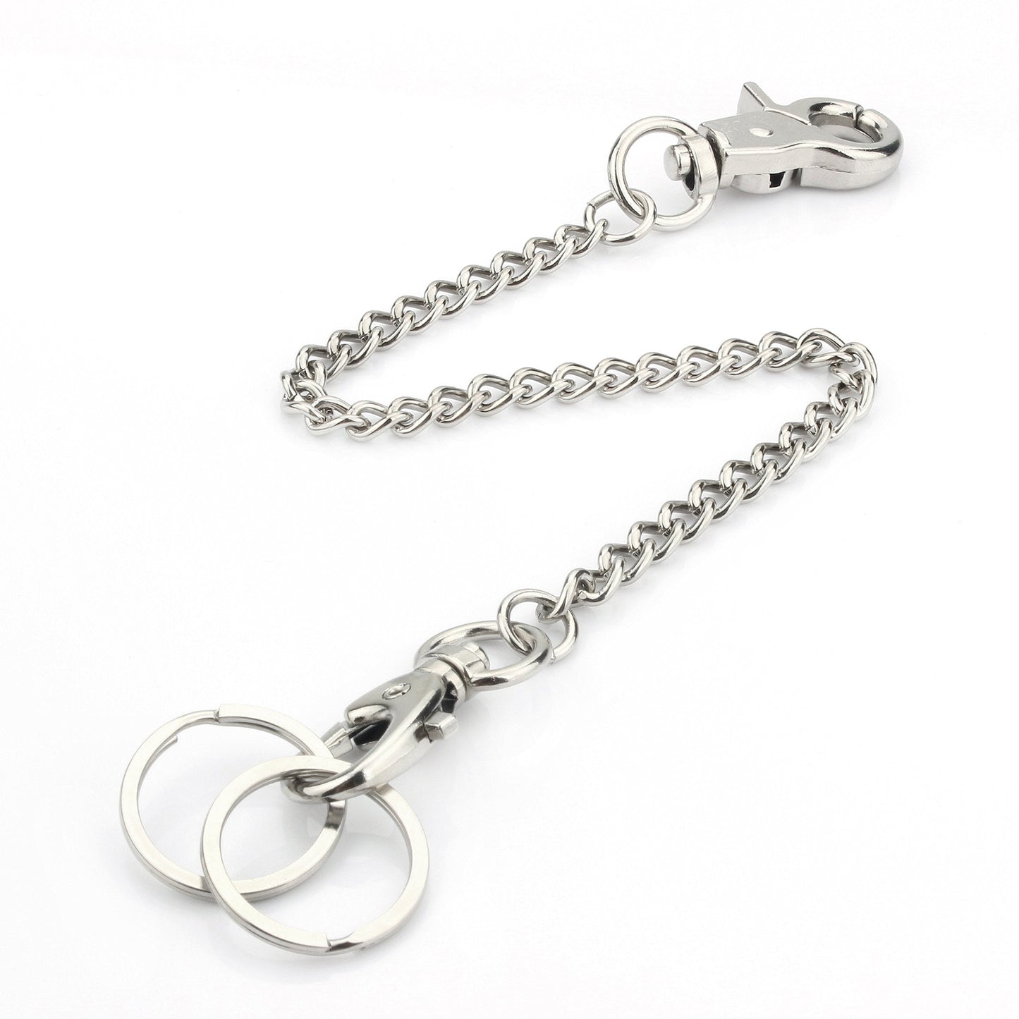 Chain 2 Pack 8" — Heavy Duty Pocket Keychain Lobster Clasp & Key Rings for Jeans
