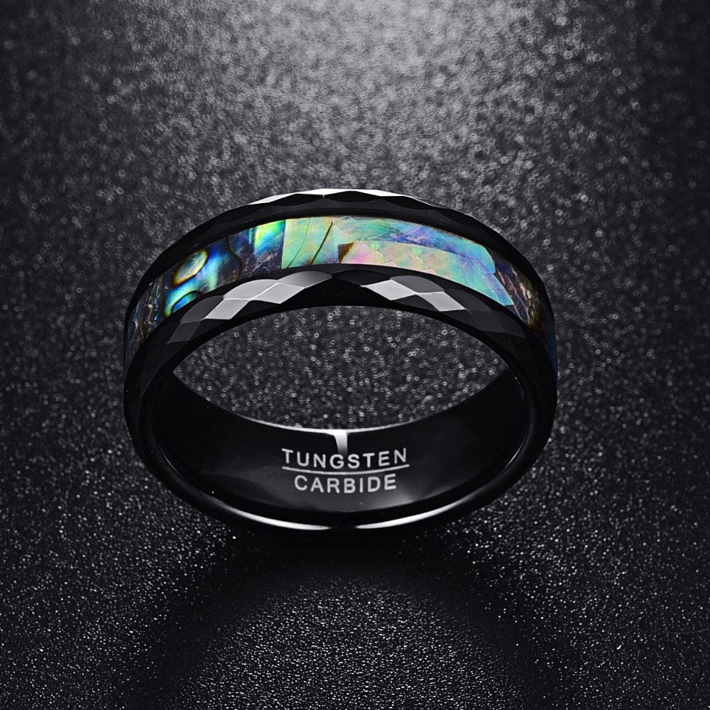 Bague en or et tungstène plaquée de placage noir