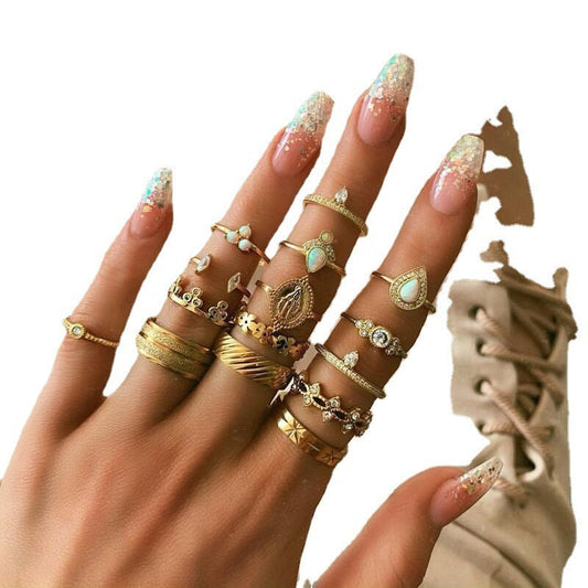 Vintage Carved  Joint Ring Set