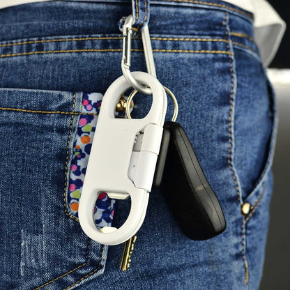 Keychain Charging Cable with Carabiner Bottle Opener - Fast Charge USB-C for Samsung Galaxy