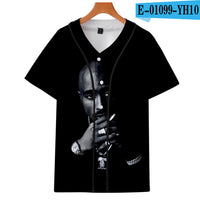 Uniforme de baseball fin imprimé en 3D couleur de Tupac Shakur