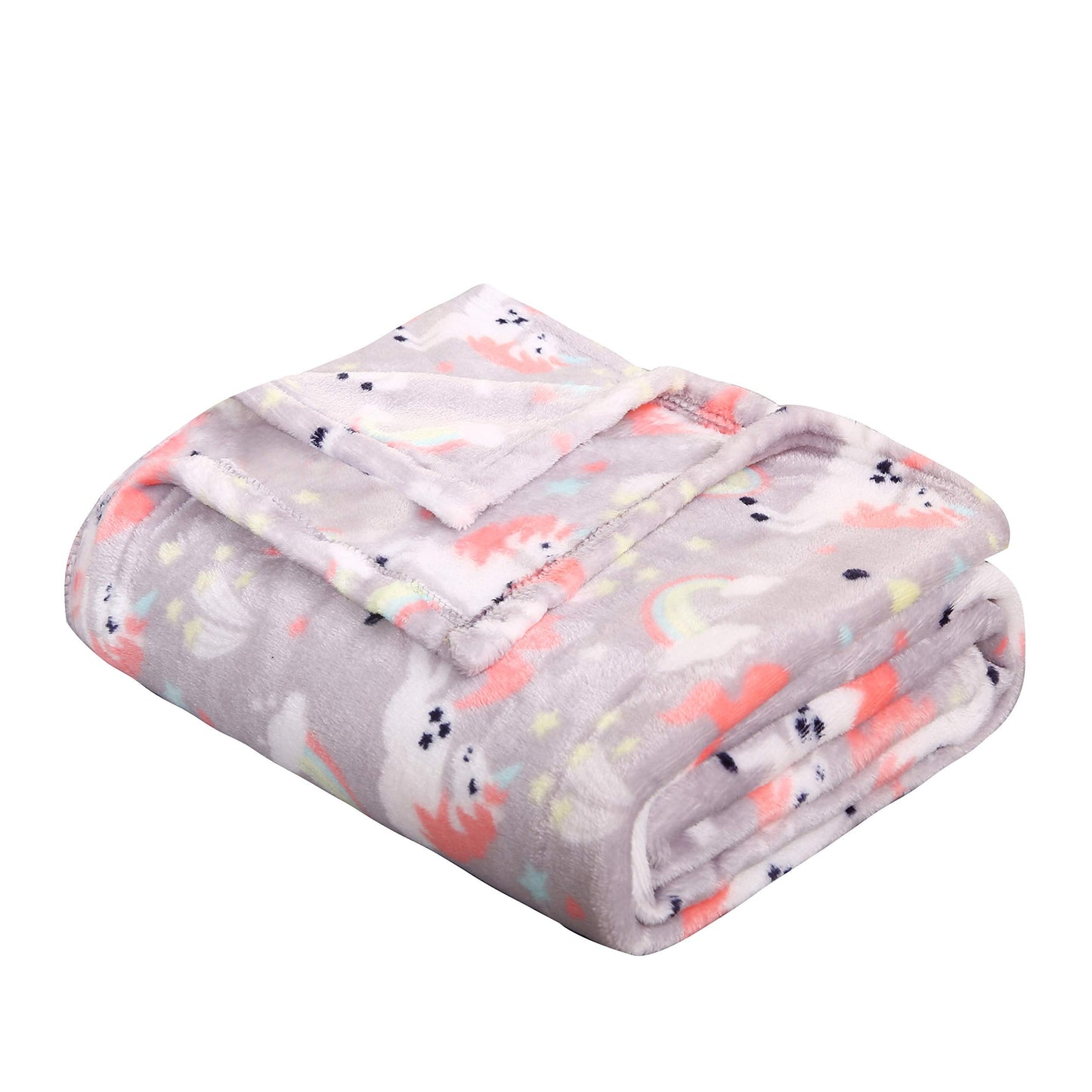 Decor&More Juego de 2 mantas de forro polar de felpa para niños y niñas (50" x 60") - Dinosaurios y unicornios