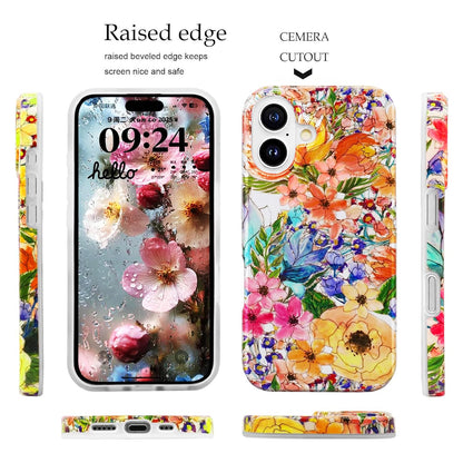 for iPhone 16 Case for Women, Cute Floral Print Girly Design Kawaii C