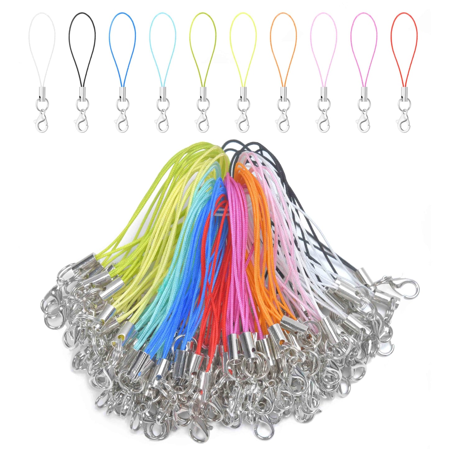 Charm Straps 100 Pack — Lobster Clasp Lanyard for Cell Phone, USB, Keychains & D