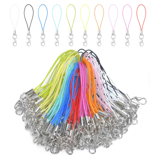 Sangles à breloques, lot de 100 — Cordons à fermoir mousqueton pour téléphones portables, clés USB, porte-clés et