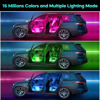 Interior LED Lights — Music Sync App Control Color Changing USB Strip Lights for