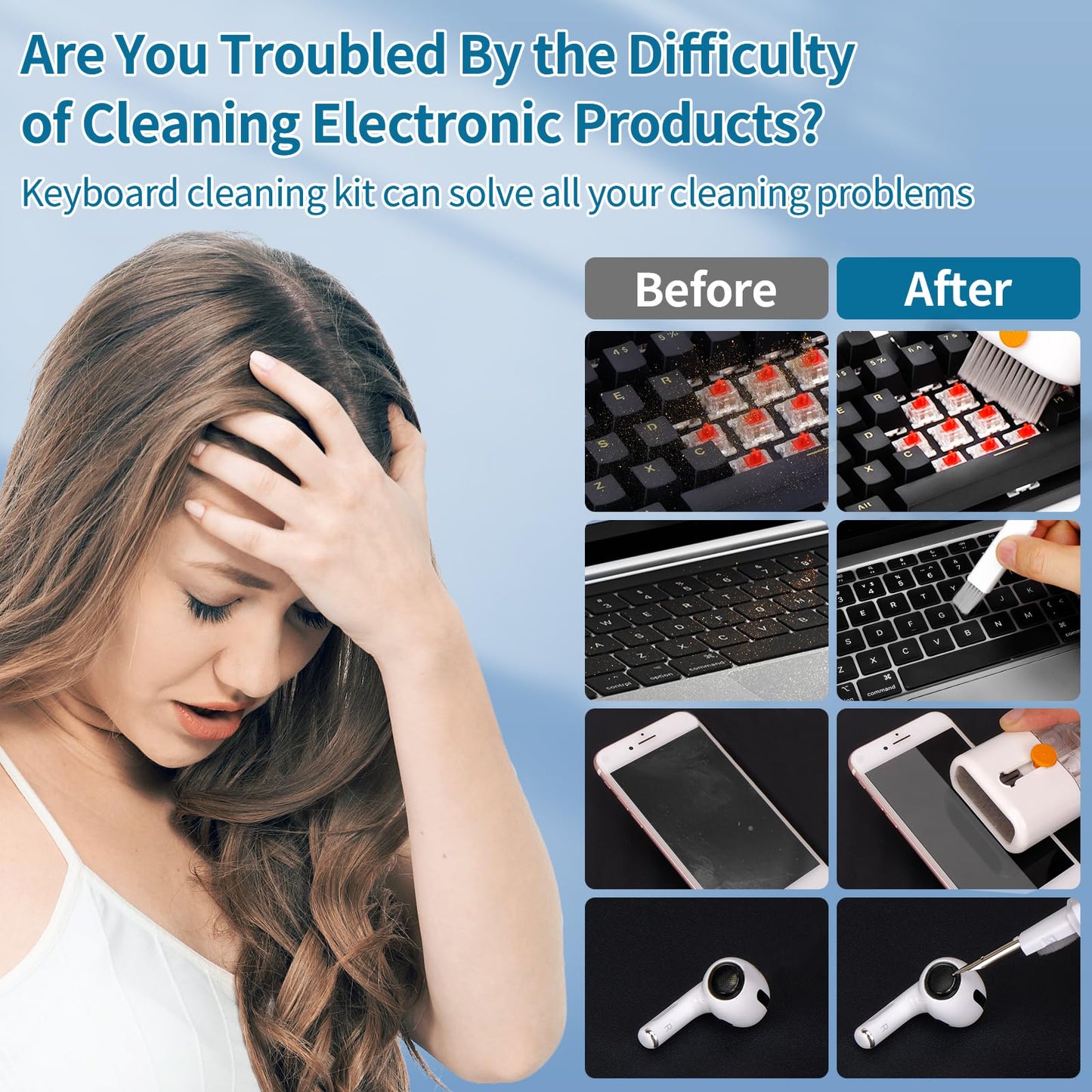 Laptop Cleaning Kit - All In One Computer Tech Cleaning Brush, Multi-Function Pc