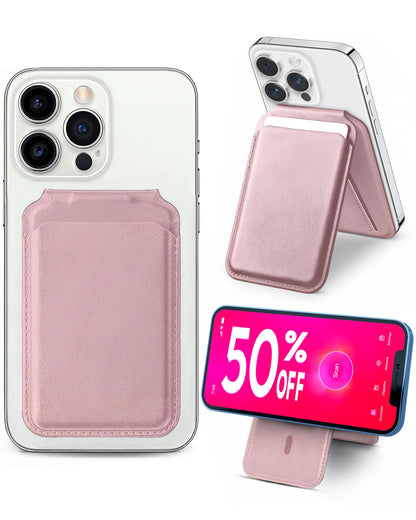 Wallet & Stand — Slim Vegan Leather Card Holder with N52 Magnets for iPhone 17/1