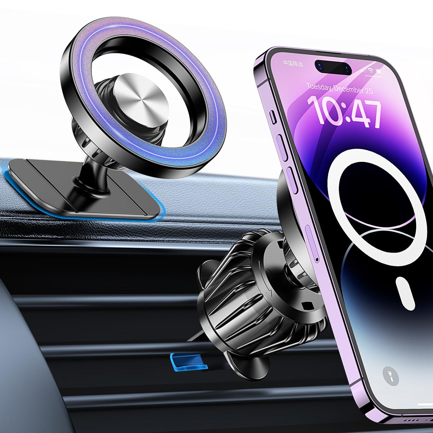 Car Mount — 20 Strong Magnets Magnetic Dashboard Phone Holder for iPhone 17/16/1