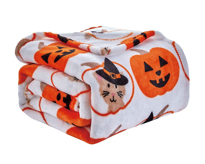 Decor&More Happy Halloween Microplush Throw Blanket (50" x 60")