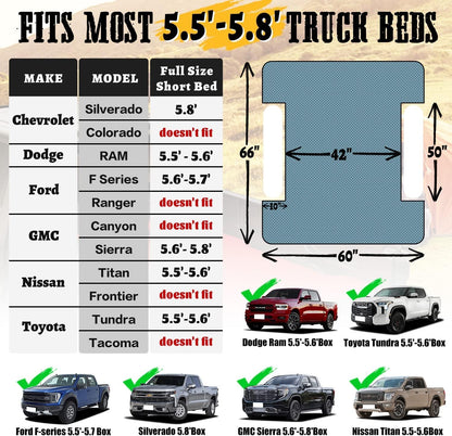 Matelas gonflable de camion court Umbrauto 1.0, 1,68-1,77 m, sarcelle