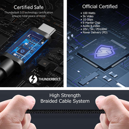 Câble Pro 100W Double Pd/Usb-C/8K Sonim Xp5S Plus Gen4 Données 10Gbps, Hdmi 8/4K, Thu