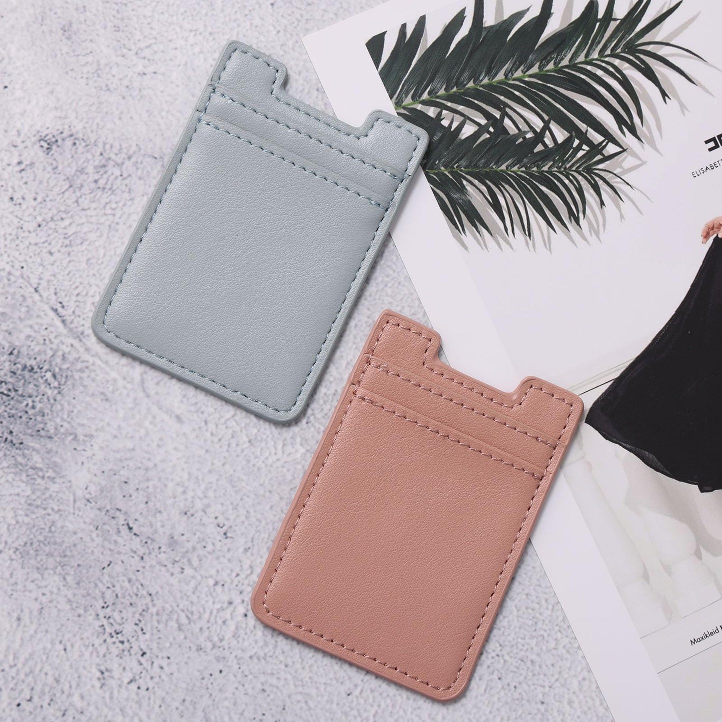 Cartera para tarjetas, paquete de 2 unidades, tarjetero de cuero adhesivo para la parte posterior del teléfono