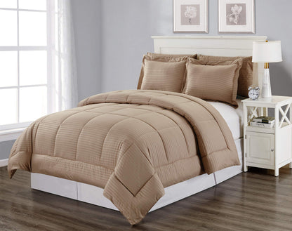 Decor&More Home Essentials 3 Piece Embossed Stripe Down Alternative Comforter Set