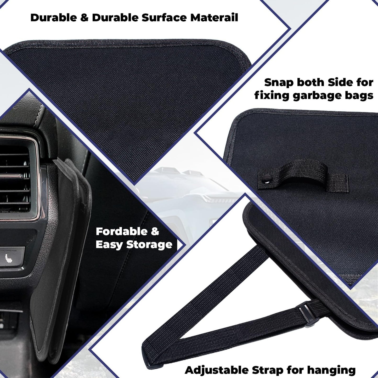 Poubelle, poubelle pliable, sac poubelle suspendu pliable pour siège de voiture, 7,5 litres