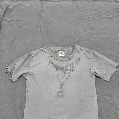 Damaged Neck lace Reworked Washed Short Sleeves