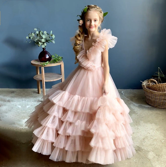 Fée Jupe Fille Poudre Robe Bleue Jupe Robe De Spectacle Petite Traîne