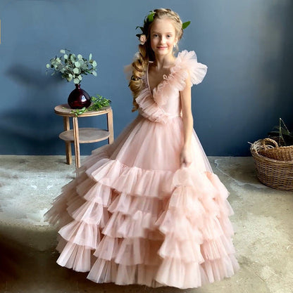 Fée Jupe Fille Poudre Robe Bleue Jupe Robe De Spectacle Petite Traîne