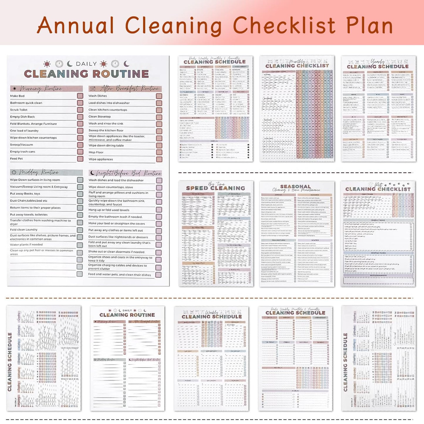 Cleaning Planner – Undated Daily, Weekly & Monthly Home Organizer with Chore Cha