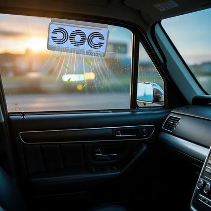 EcoVent | Solar Car Window Fan with Dual-Duct Airflow System | Efficient Ventilation for Comfortable Driving