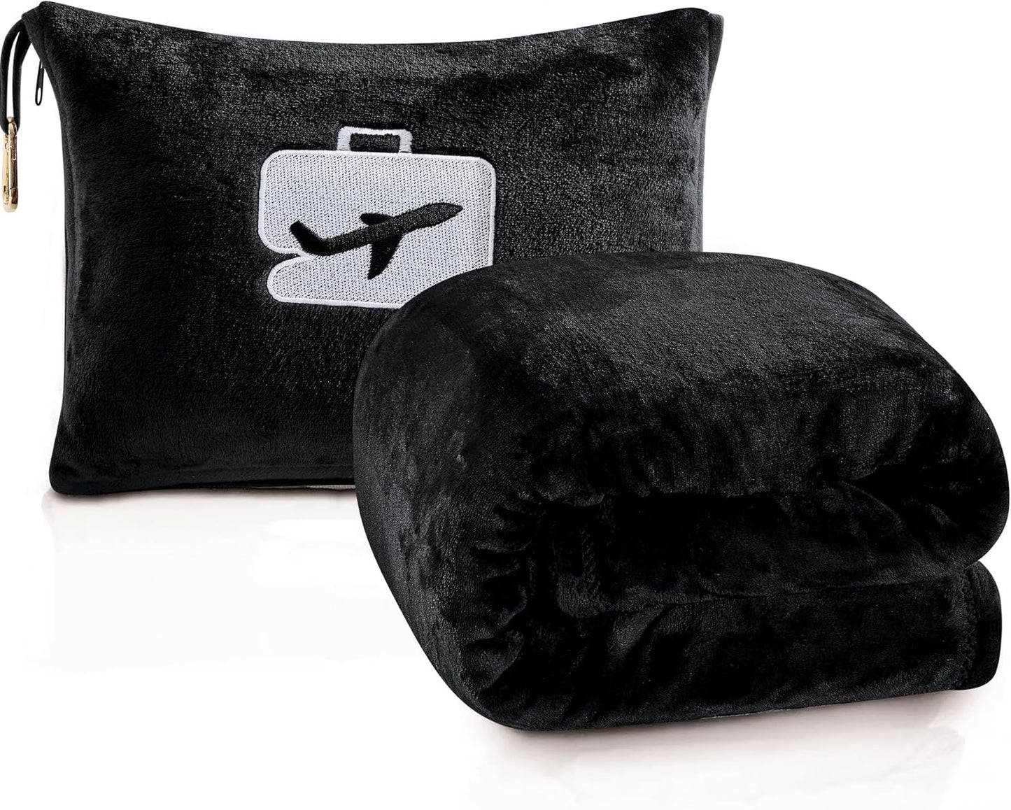 Comfort Fly Travel Blanket & Pillow" 2-in-1 Micro Plush Airplane Blanket with Carry Case (40" x 70")