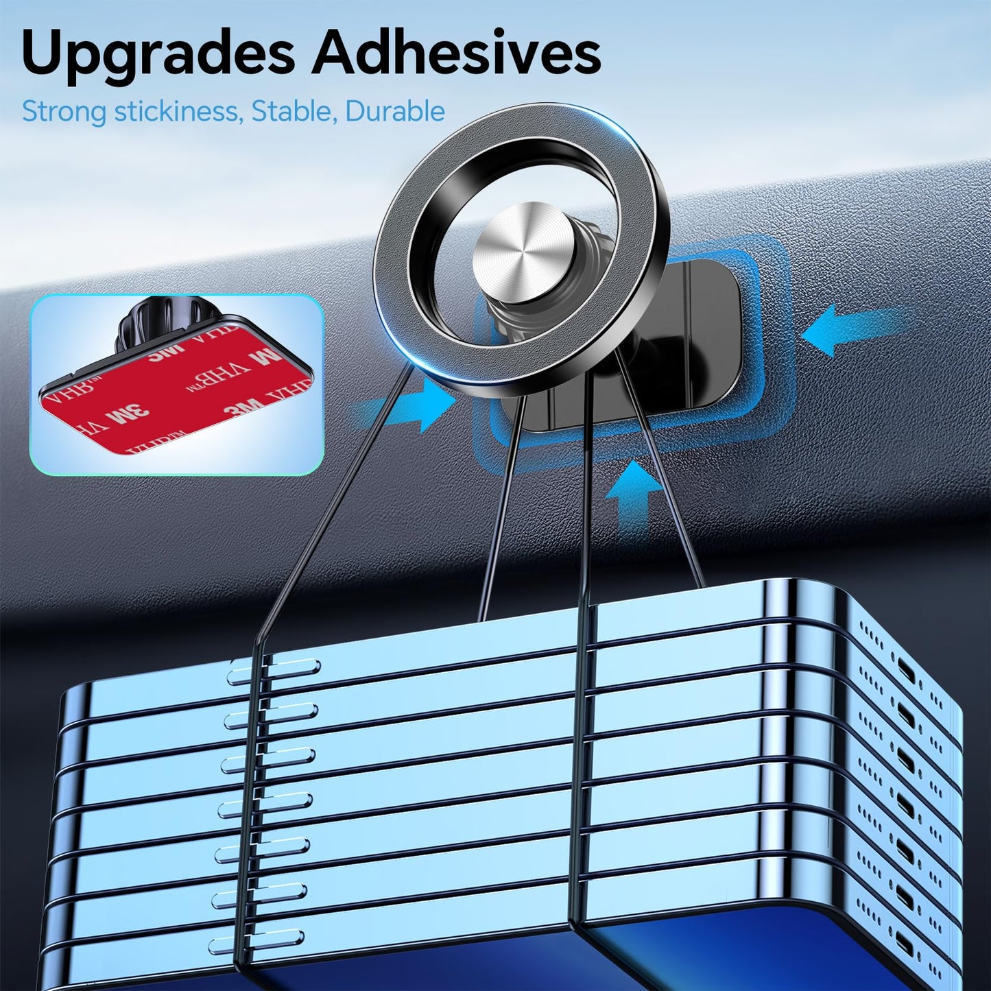 Car Mount — 20 Strong Magnets Magnetic Dashboard Phone Holder for iPhone 17/16/1
