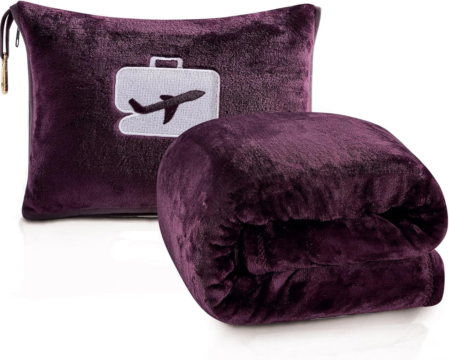 Comfort Fly Travel Blanket & Pillow" 2-in-1 Micro Plush Airplane Blanket with Carry Case (40" x 70")