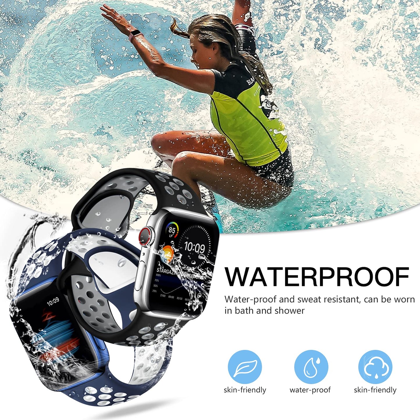 Watch Sport Bands 4 Pack — Breathable Silicone Straps for Series 1-11, SE & Ultr
