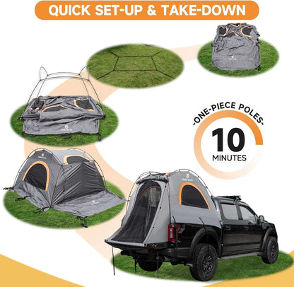 Umbrauto Tienda de campaña para camioneta de 5.5-5.8 pies para 2 personas | Tienda de campaña impermeable PU3000 de montaje rápido en 10 minutos para camionetas pickup