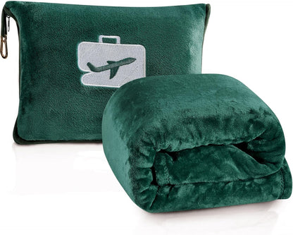 Comfort Fly Travel Blanket & Pillow" 2-in-1 Micro Plush Airplane Blanket with Carry Case (40" x 70")