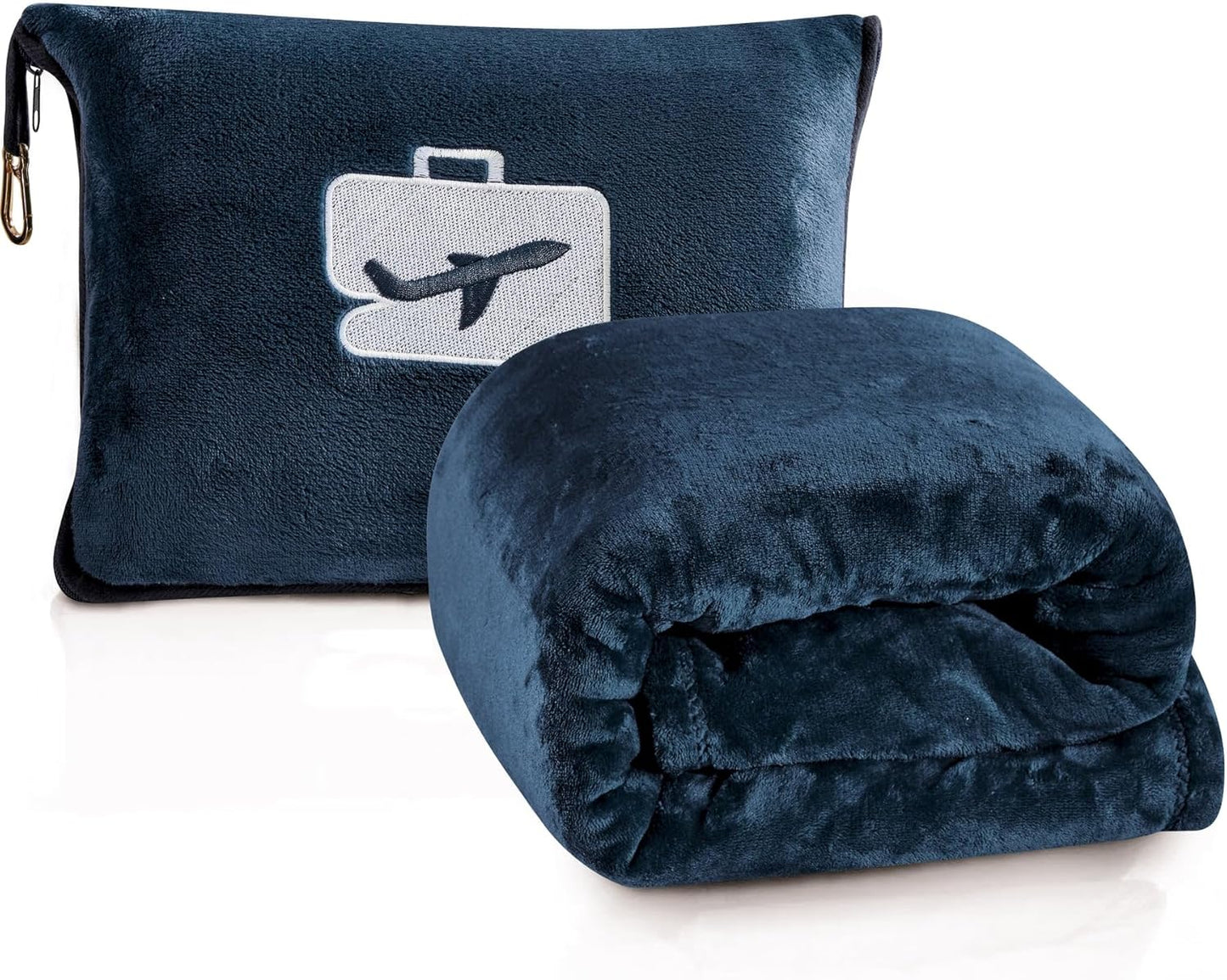 Comfort Fly Travel Blanket & Pillow" 2-in-1 Micro Plush Airplane Blanket with Carry Case (40" x 70")