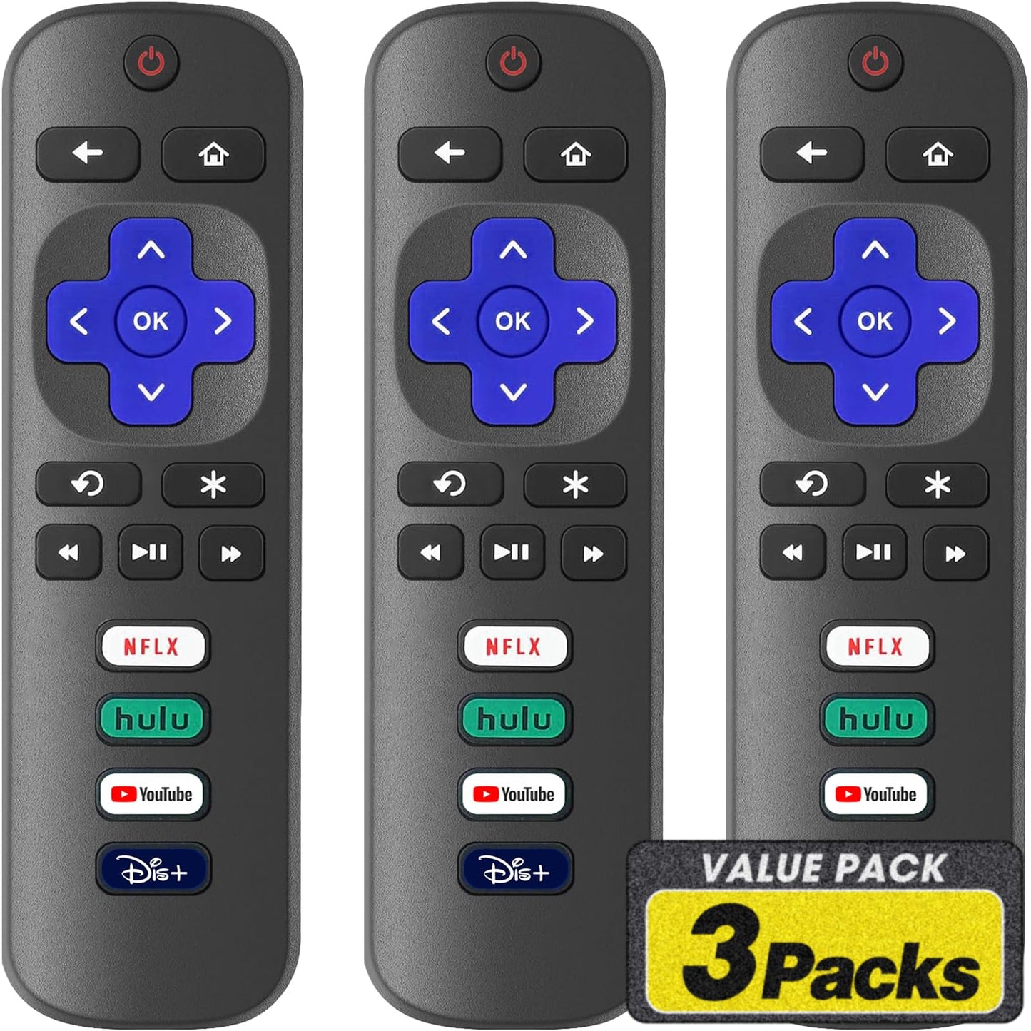 Replacement Remote Control Only For Roku Tv, Compatible For Tcl Roku/Hisense Rok
