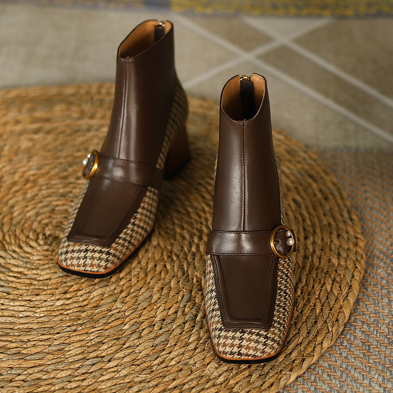 Bottes à talons hauts en cuir pour femmes grandes tailles