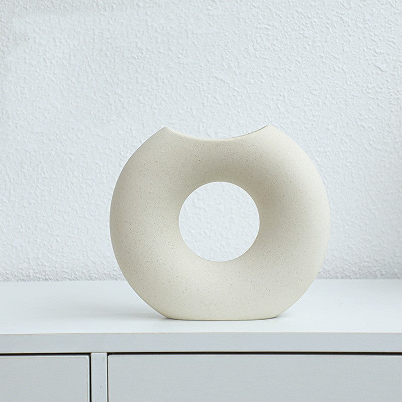 Vase en céramique style nordique, forme demi-cercle, créatif