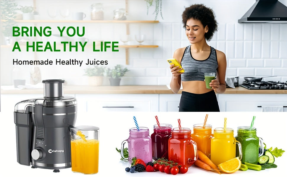 Extracteur de jus 500W pour fruits et légumes – Grande ouverture, acier inoxydable, nettoyage facile