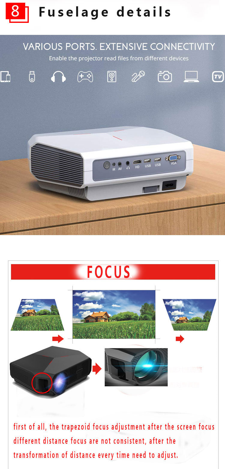 Mini vidéoprojecteur portable 1080P HD pour la maison, connexion vocale WiFi sans fil pour téléphone portable