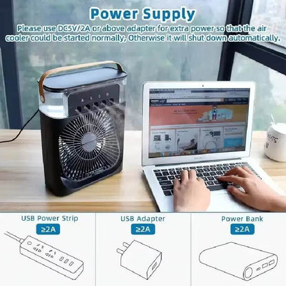 3-in-1 Portable Air Cooler Fan with Humidifier and LED Light